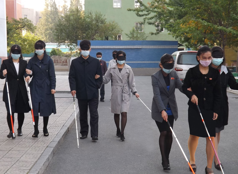 Mobility training with white cane